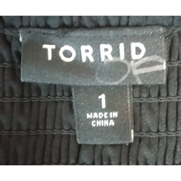 Torrid Special Occasion Black Floral Sweetheart Midi Dress Smocked Chiffon Sz 1 - Picture 7 of 9